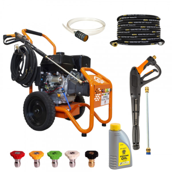Aparat de spalat cu presiune Gaspper GP4000LD, 275 bari, benzina 4 timpi, 18l/min, starter manual + electric.