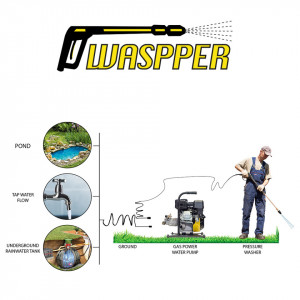 Motopompa WASPPER PC107 1" pentru apă curată/semi-murdară, înălțimea de refulare 35 m, pentru sarcini grele, cu motor pe benzină