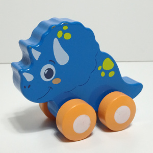 dino lemn pe roți Play-Works 13cm
