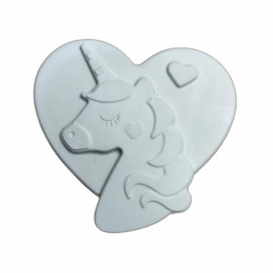 figurină din ipsos pentru pictat - inimă cu unicorn 7cm