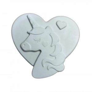 figurină din ipsos pentru pictat - inimă cu unicorn 7cm