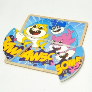 puzzle circular din lemn Baby Shark 20x20cm - Img 2