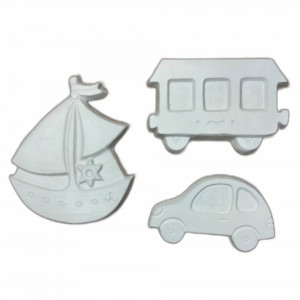 set figurine din ipsos pentru pictat - mijloace transport 7,7-9,5cm