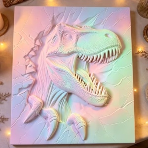 tablou din ipsos pentru pictat- T-Rex 19x16,5cm - Img 3