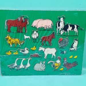 puzzle vintage din lemn - animale domestice
