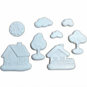 set figurine din ipsos pentru pictat - căsuțe