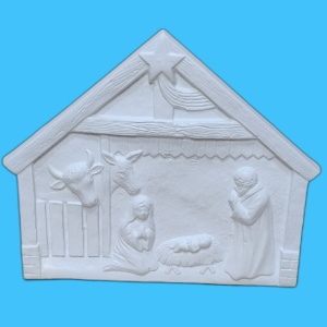 tablou din ipsos pentru pictat - scena nașterii 21x17cm