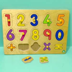 ELC puzzle educativ din lemn cu cifre și simboluri matematice