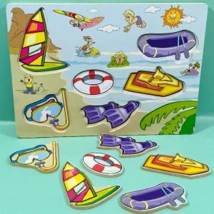puzzle incastru din lemn - la plajă