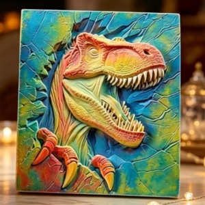 tablou din ipsos pentru pictat- T-Rex 19x16,5cm - Img 2