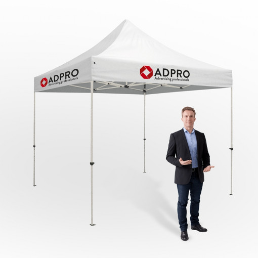 Cort pliabil cu acoperis alb si pazie personalizata 3 x 3 m