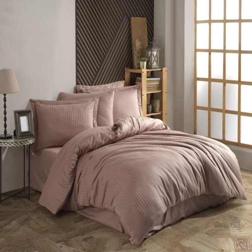 Луксозно спално бельо от Памучен сатен Deluxe, за двойно легло, Hobby Home, 6 части, HBS-25