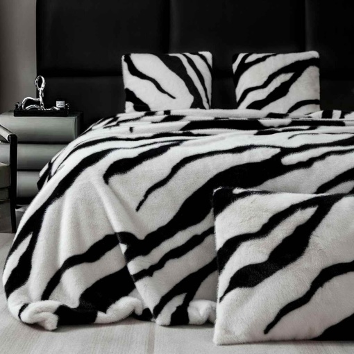 Луксозно одеяло Jo-Jo Home, тип кожа от Норка + 2 калъфки, 200x230 см, с цип, PBN-02 (бяло и черно)