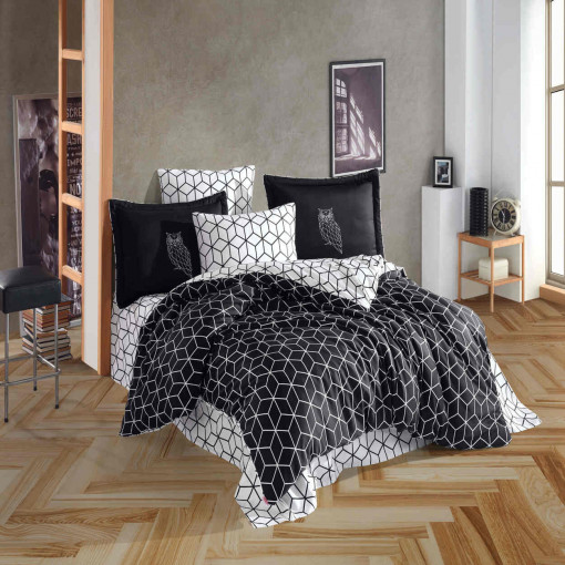 Спален комплект Hobby Home, Памучен сатен - 100% памук, за двойно легло, 4 части, 1301-1-5-18