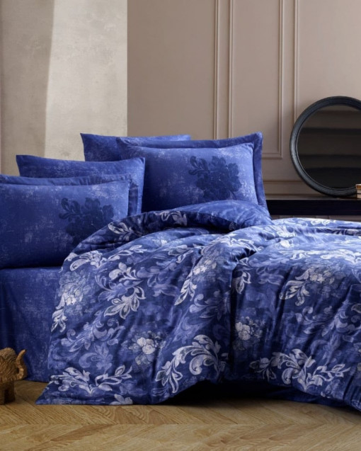 Луксозно спално бельо от Памучен сатен Deluxe, за двойно легло, Hobby Home, 6 части, HBS-71