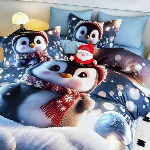husă pilotă Pinguin cu Fular Roșu Jojo Home finet catifelat