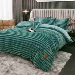 lenjerie de pat cocolino pufoasa de culoare verde smarald