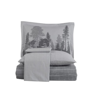 Set complet lenjerie pat Tully gri Hobby Home ambalat pe pat