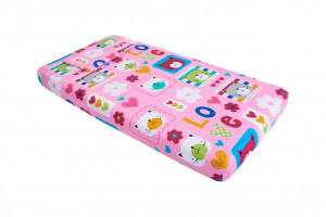Lenjerie patut bebe, SomnART, cearceaf pat 60x120x10 cu elastic, cearceaf pilota 80x110, perna joasa 20x35, Pisicute - Img 3