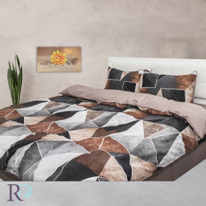 Set lenjerie de pat, bumbac 100%, tesatura satin, gri / maro, Roxyma Dream Verona - Img 3
