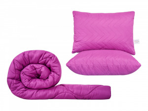 Set pilota 180x200cm, 250gsm + 2 perne UNI matlasate 50x70cm, mov - Img 2