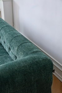 Vedere de sus colt dreapta canapea verde memory foam