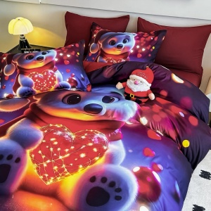 husă pilotă Ursuleț cu Inimă Luminoasă Jojo Home Crăciun 5D