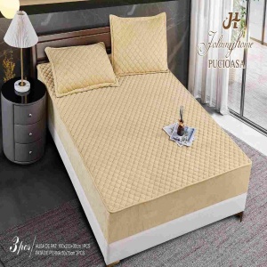 Комплект долен чаршаф от кадифе, с ластик + 2 калъфки, за двойно легло, HMT-12