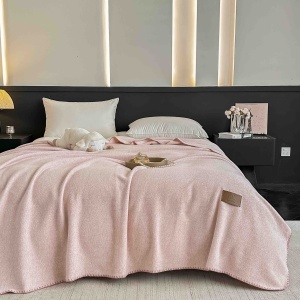 Одеяло JoJo Home с ефект на кашмир, 200x230 см, пастелно розово, с чанта, pcsh-05 - Img 2