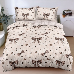 Спално бельо с ластик, за двойно легло, от полипамук, 4 части, E155