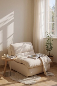 Fotoliu crem modular AlmaCasa catifea fină