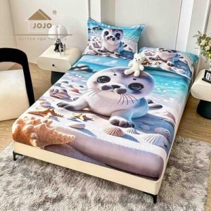 3D Комплект долен чаршаф с ластик + 2 калъфки, HBFD-33