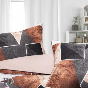 Set lenjerie de pat, bumbac 100%, tesatura satin, gri / maro, Roxyma Dream Verona - Img 4
