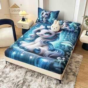 3D Комплект долен чаршаф с ластик + 2 калъфки, HBFD-11