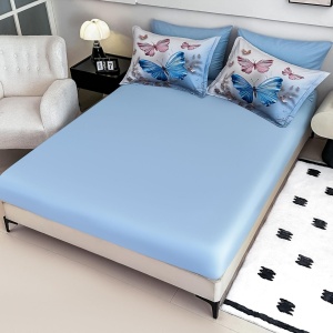 lenjerie finet 6 piese Jojo Home fluturi roz bleu imprimeu elegant