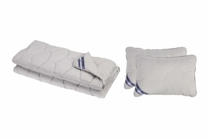 Set Pilota bumbac Somnart Bella 200x220cm 200g model biscuite + 2 perne bumbac Somnart Bella, 50x70cm, Gri – продуктова снимка от продуктовата галерия