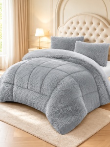 Пухкава олекотена завивка Fluffy 200×230 см с 2 калъфки, 3 части, светлосив – Johnny Home FA-08