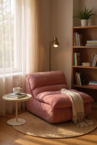 Fotoliu modular roz pudră pentru living