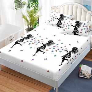 Долен чаршаф с ластик + 2 калъфки, за Двойно легло, Фин памук, HBFJ-183