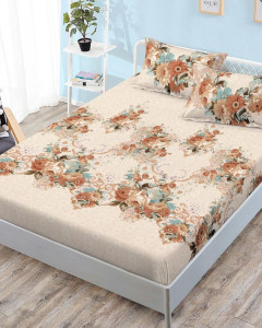 Долен чаршаф с ластик + 2 калъфки, за Двойно легло, Фин памук, HBFJ-74