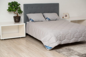 Set Pilota bumbac Somnart Bella 200x220cm 200g model biscuite + 2 perne bumbac Somnart Bella, 50x70cm, Gri – продуктова снимка допълнително представяне