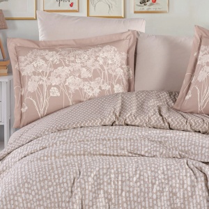 Detaliu față de pernă Velura Hobby Home culoare latte cu model floral delicat