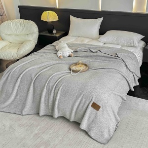 Одеяло JoJo Home с ефект на кашмир, 200x230 см, сив меланж, с чанта, pcsh-02