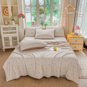 Охлаждаща лятна завивка Cooling Touch JoJo Home, 200x230 см + 2 калъфки, кремава с мечета, PCJH-04 – продуктова снимка от продуктовата галерия