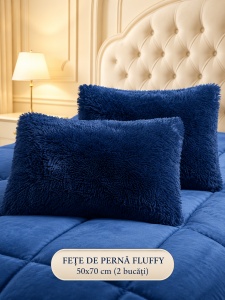 Пухкава олекотена завивка Fluffy 200×230 см с 2 калъфки, 3 части, тъмносин – Johnny Home FA-01 - Img 3