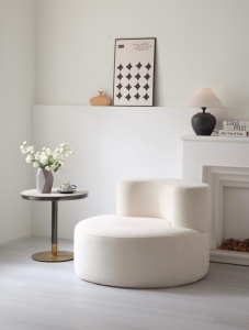 Fotoliu crem rotund premium pentru living