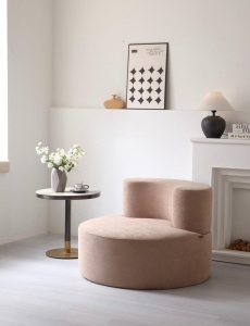 Fotoliu maro rotund premium pentru living