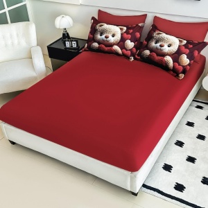 lenjerie finet 6 piese Jojo Home roșie imprimeu 3D romantic