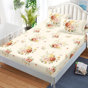 Долен чаршаф с ластик + 2 калъфки, за Двойно легло, Фин памук, HBFJ-167