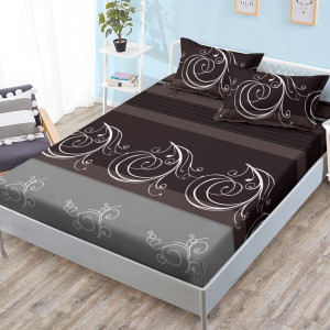 Долен чаршаф с ластик + 2 калъфки, за Двойно легло, Фин памук, HBFJ-205